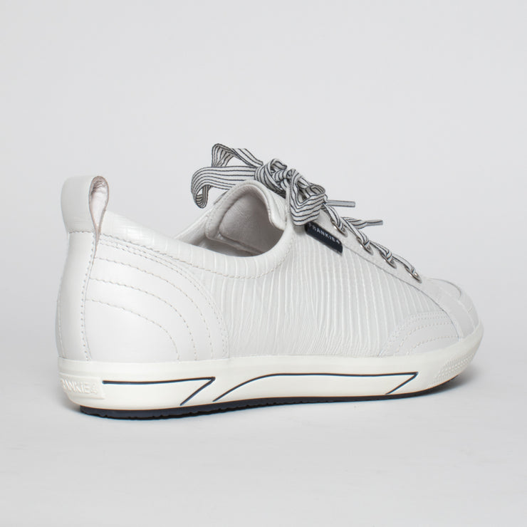 Frankie4 Ellie IV White Lizard Emboss Sneaker back. Size 12 womens shoes