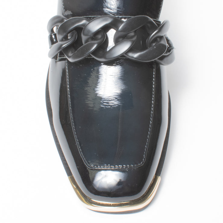 Django and Juliette Fingal Black Patent Loafer Shoe toe. Size 46 womens shoes