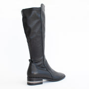 Django and Juliette Folmy Black Leather Stretch Long Boot back. Size 44 womens shoes