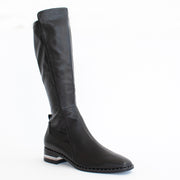 Django and Juliette Folmy Black Leather Stretch Long Boot front. Size 43 womens shoes