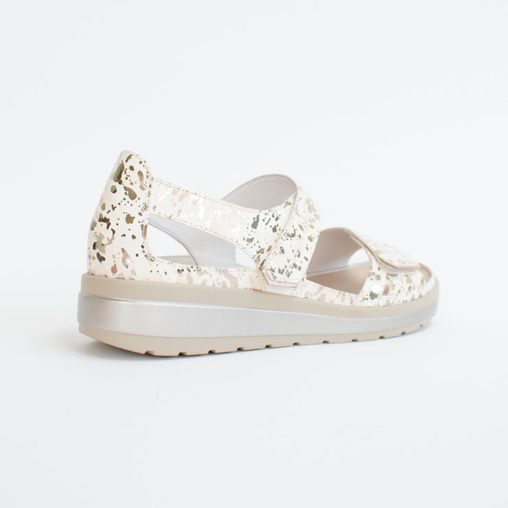 Ziera Gedd Nude Palegold Sandals back. Size 44 womens shoes