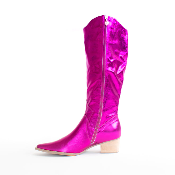 Minx Giddy Up Gal Cerise Metallic Long Boot inside. Size 46 womens shoes