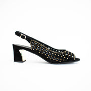 Django and Juliette Jackey Black Gold Sandals side. Size 42 womens shoes