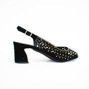Django and Juliette Jackey Black Gold Sandals back. Size 44 womens shoes