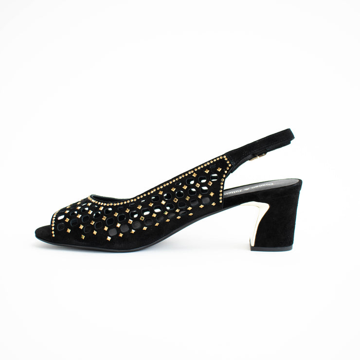 Django and Juliette Jackey Black Gold Sandals inside. Size 45 womens shoes
