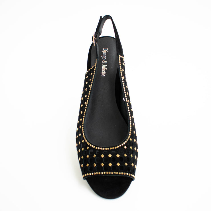 Django and Juliette Jackey Black Gold Sandals top. Size 42 womens shoes