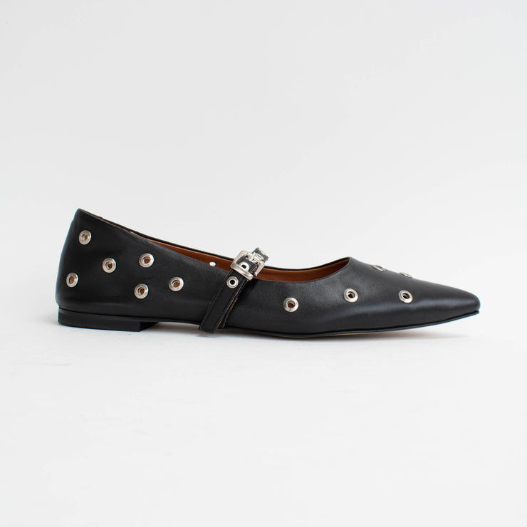 Babouche Lifestyle Jerny 1 Black Stud Shoes side. Size 42 womens shoes