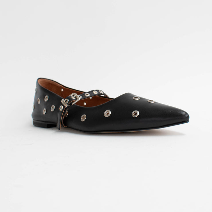 Babouche Lifestyle Jerny 1 Black Stud Shoes front. Size 43 womens shoes