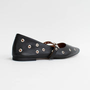 Babouche Lifestyle Jerny 1 Black Stud Shoes back. Size 44 womens shoes