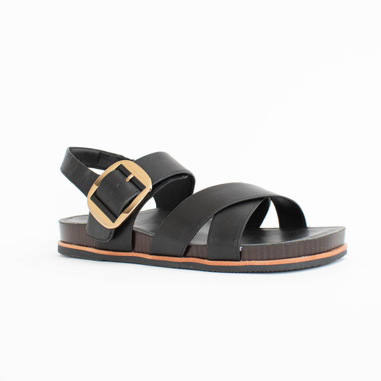 Hush Puppies Jester Black Sandal front. Size 11 womens shoes