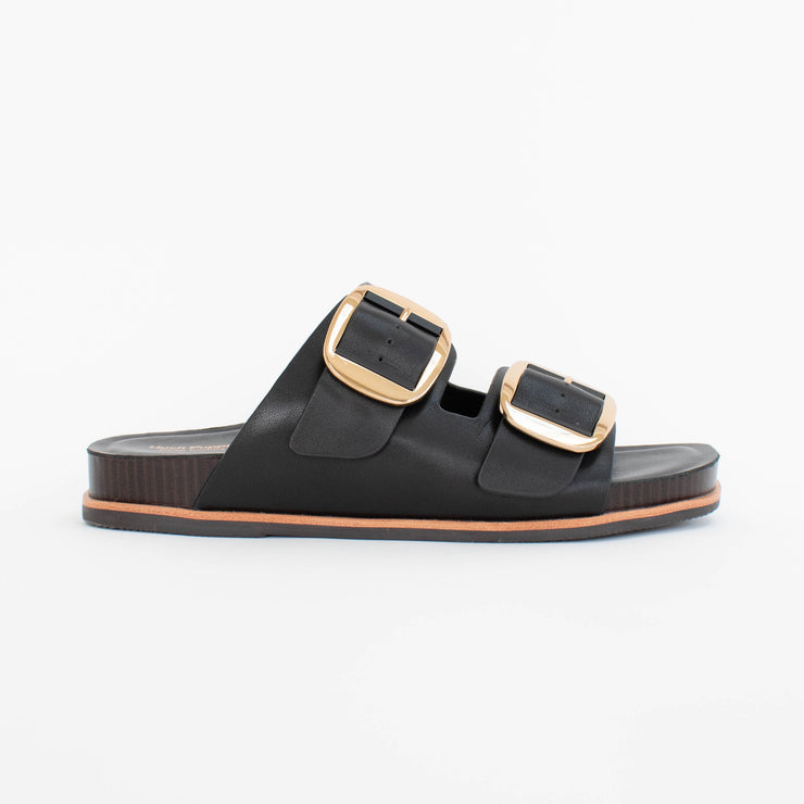 Hush Puppies Jonah Black Sandals side. Size 10 womens shoes