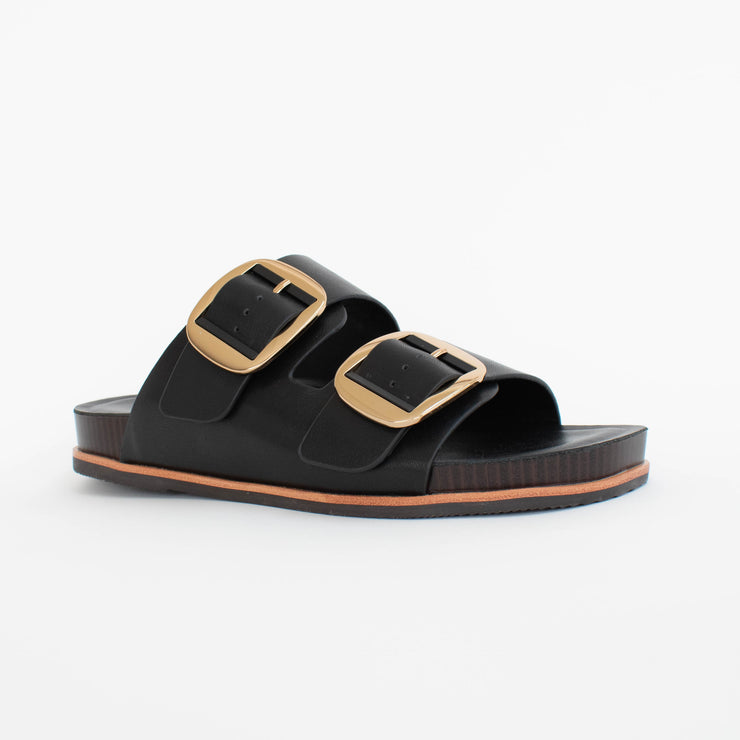 Hush Puppies Jonah Black Sandals front. Size 11 womens shoes
