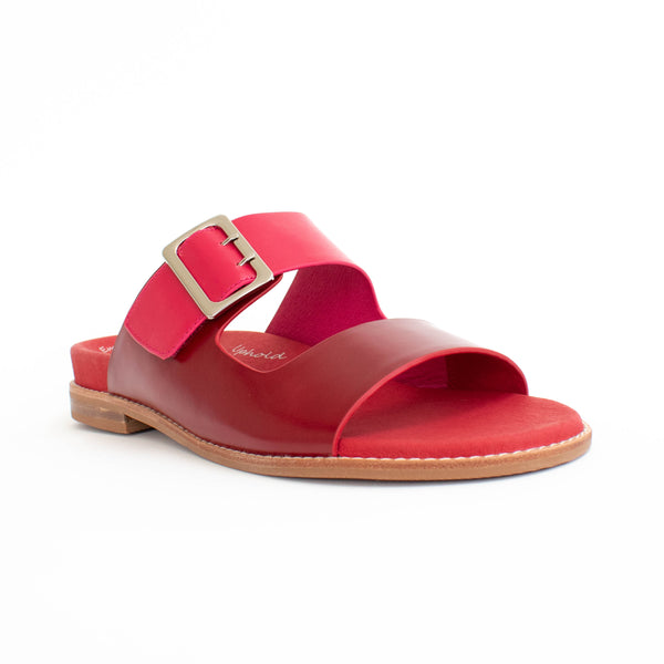 Minx Joy Glazed Red Cerise Sandal front. Size 43 womens shoes