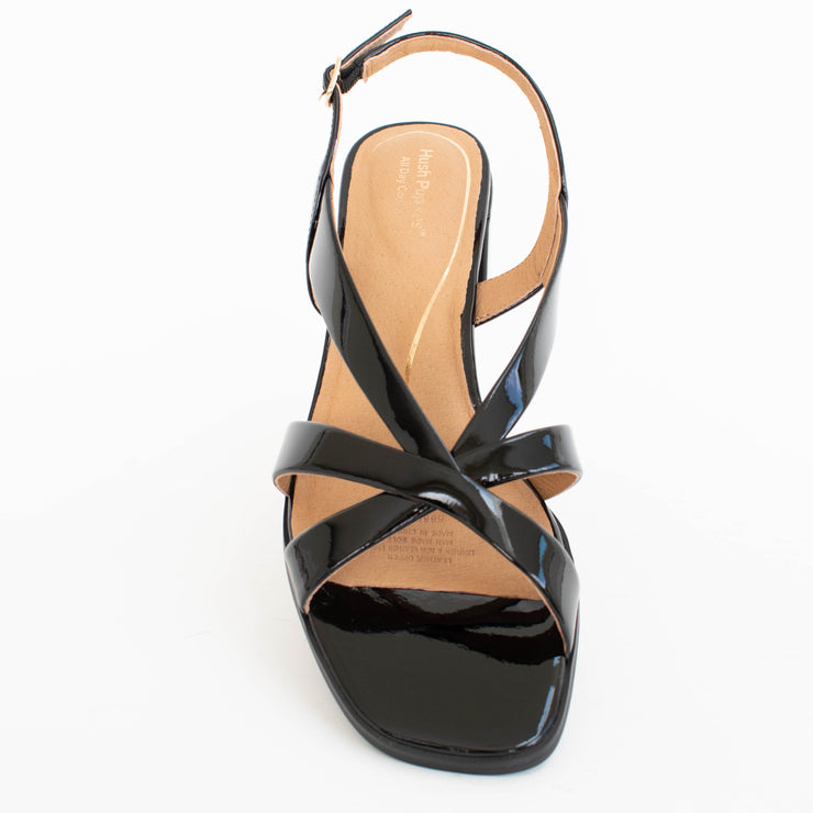 Hush Puppies Kaboo Black Patent Sandals top. Size 10 womens shoes