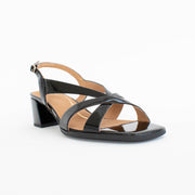 Hush Puppies Kaboo Black Patent Sandals front. Size 11 womens shoes