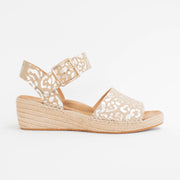 Ziera Kraig Camel Gold Leopard Sandals side. Size 42 womens shoes