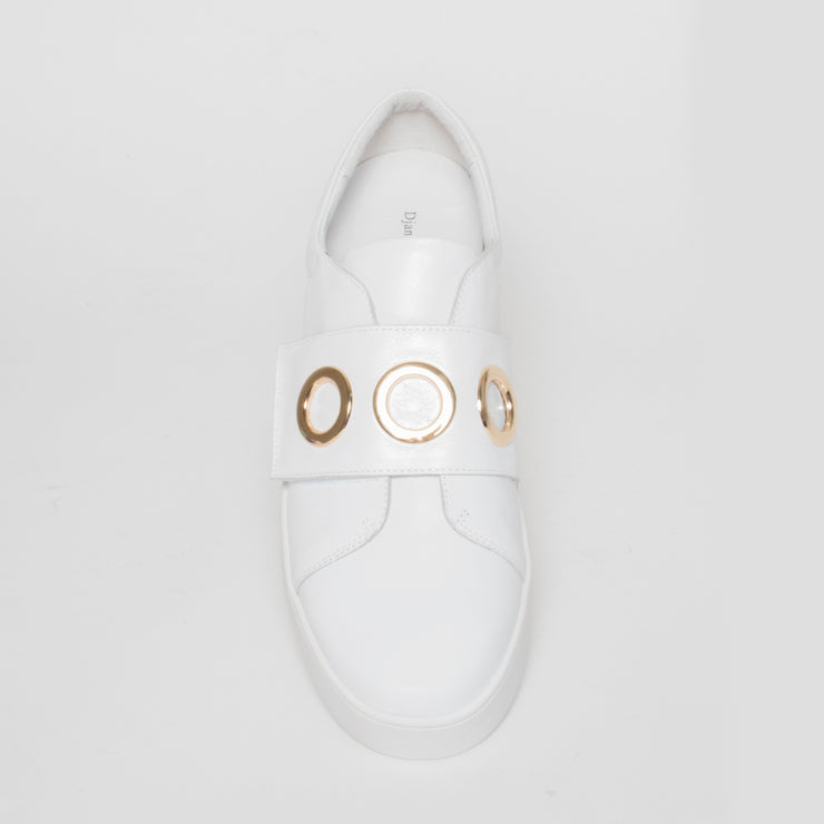 Django and Juliette Lanama White Leather White Sole Sneaker top. Size 46 womens shoes