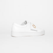 Django and Juliette Lanama White Leather White Sole Sneaker back. Size 44 womens shoes