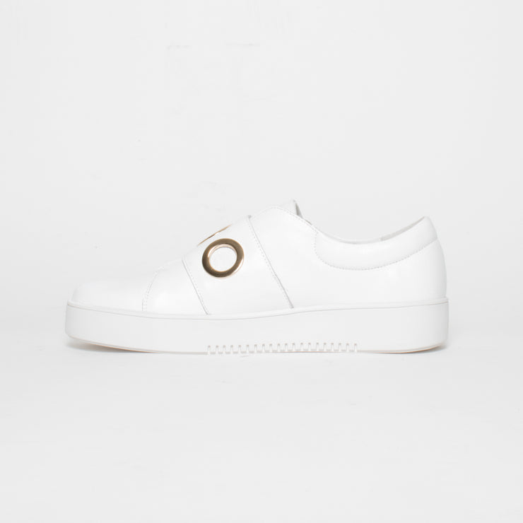 Django and Juliette Lanama White Leather White Sole Sneaker inside. Size 45 womens shoes