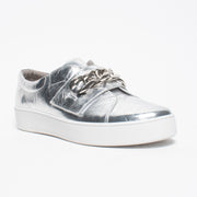 DJ Layan Silver Shine Sneaker front. Size 43 womens shoes