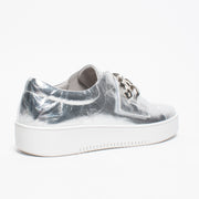 DJ Layan Silver Shine Sneaker back. Size 44 womens shoes
