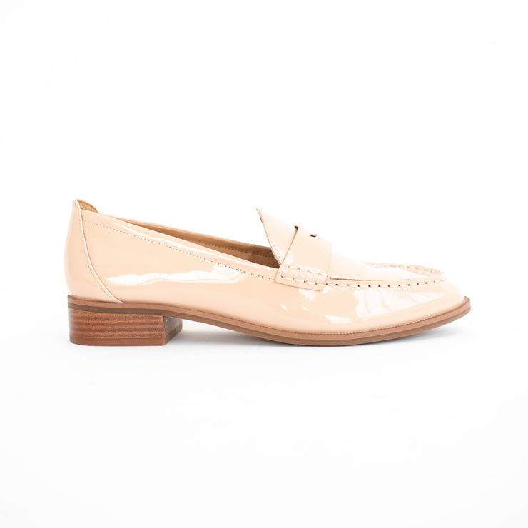 Hush Puppies Lucia Nude Patent Loafers side. Size 10 womens shoes
