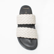 Frankie4 Malone Bone Black Sandal top. Size 10 womens shoes