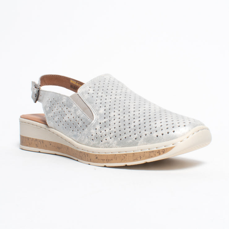 Cassini Mammy Silver Mottle Sandal front. Size 43 womens shoes