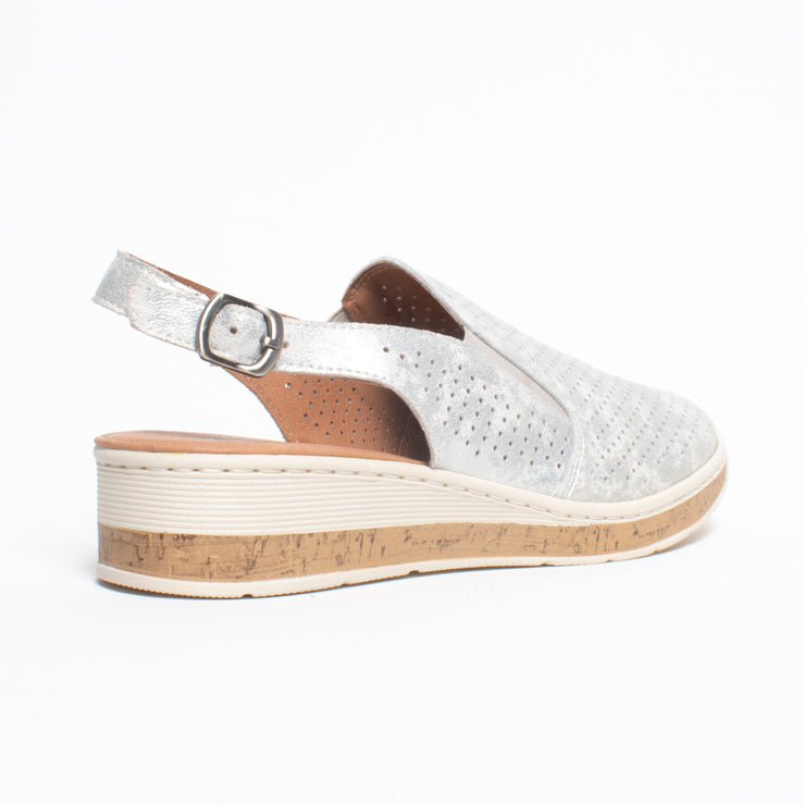 Cassini Mammy Silver Mottle Sandal back. Size 44 womens shoes