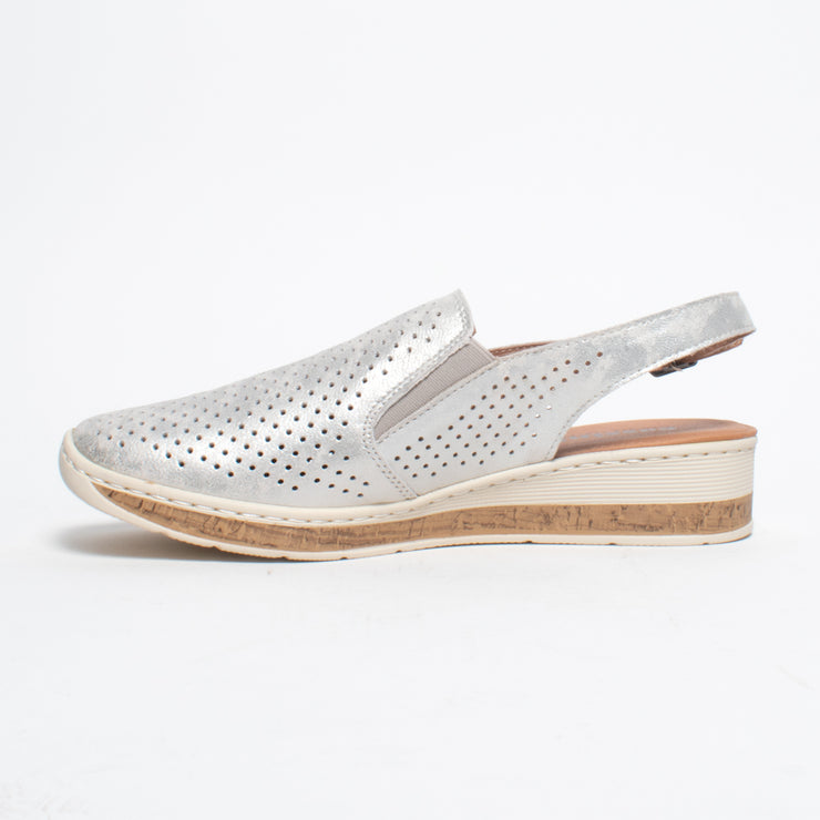 Cassini Mammy Silver Mottle Sandal inside. Size 45 womens shoes