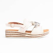 Cassini Maralita Bone Gold Sandal side. Size 42 womens shoes