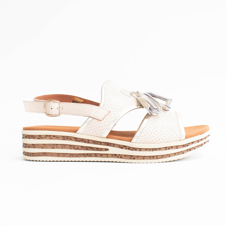 Cassini Maralita Bone Gold Sandal side. Size 42 womens shoes