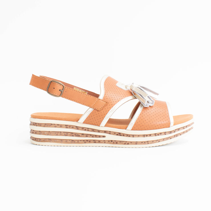 Cassini Maralita Tan Sandals side. Size 42 womens shoes