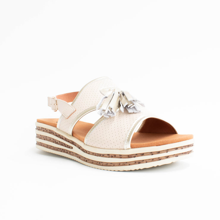 Cassini Maralita Bone Gold Sandal front. Size 43 womens shoes