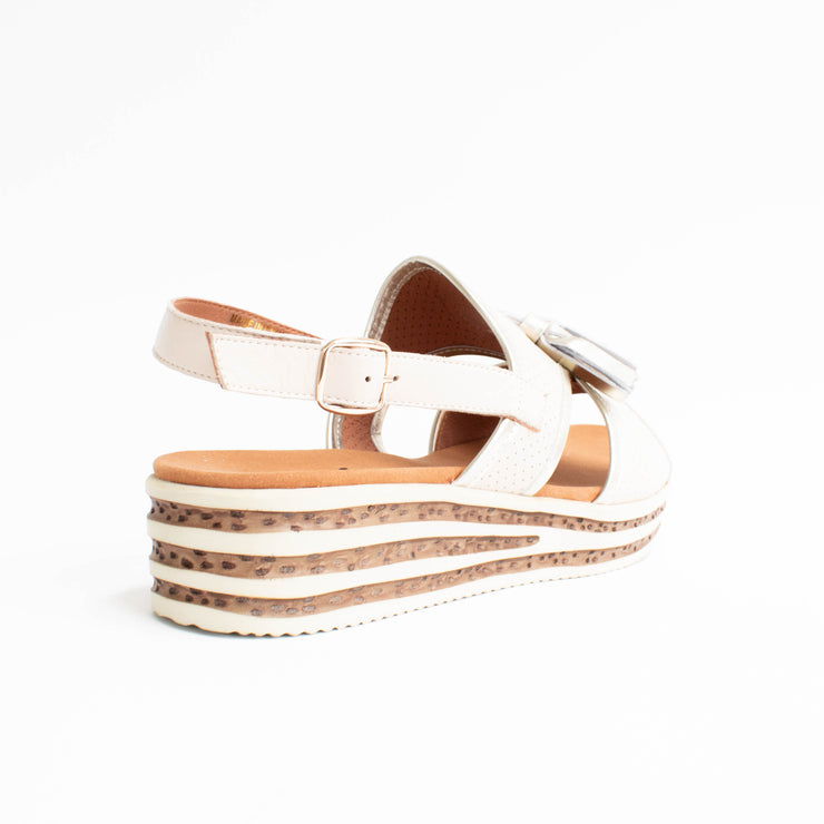 Cassini Maralita Bone Gold Sandal back. Size 44 womens shoes