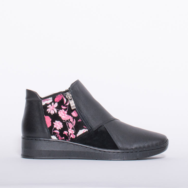 Cassini Marque Black Pink Ankle Boot side. Size 42 womens shoes