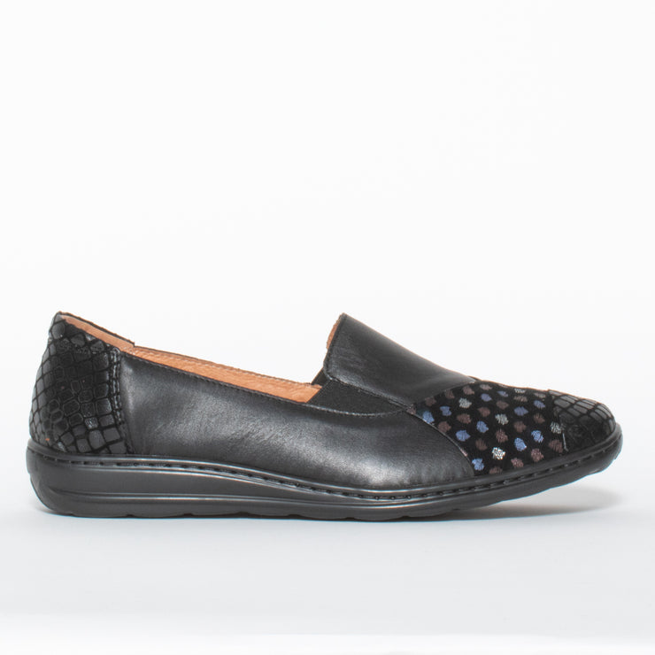 Cassini Melody Black Spotty Shoe side. Size 42 womens shoes