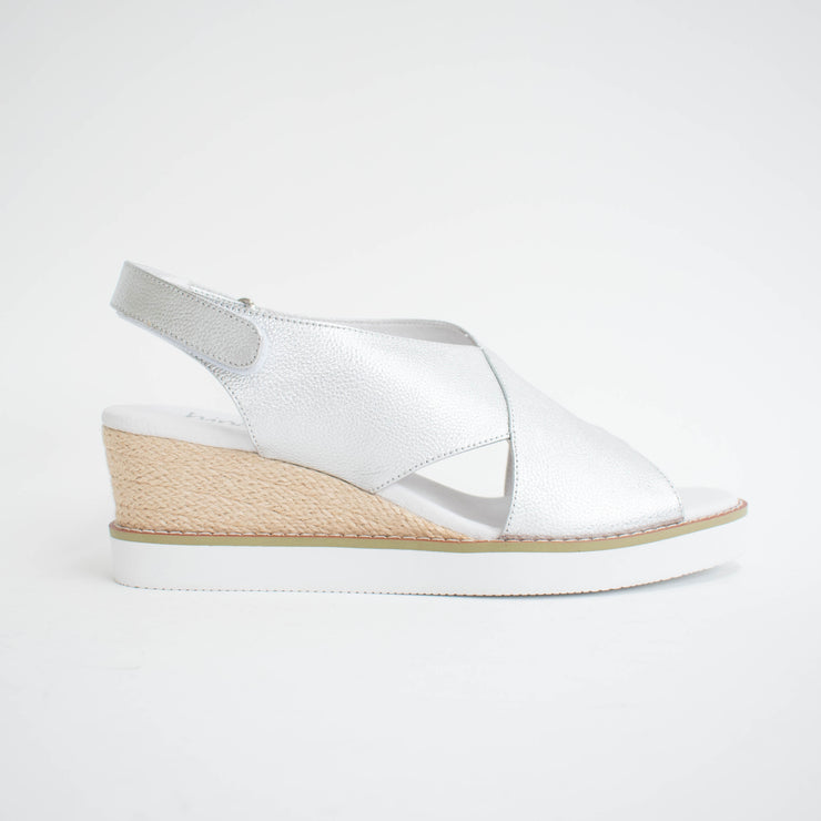 Hinako Mila Silver Sandals side. Size 42 womens shoes