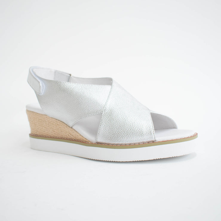 Hinako Mila Silver Sandals front. Size 43 womens shoes