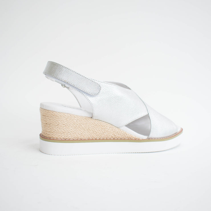 Hinako Mila Silver Sandals back. Size 44 womens shoes