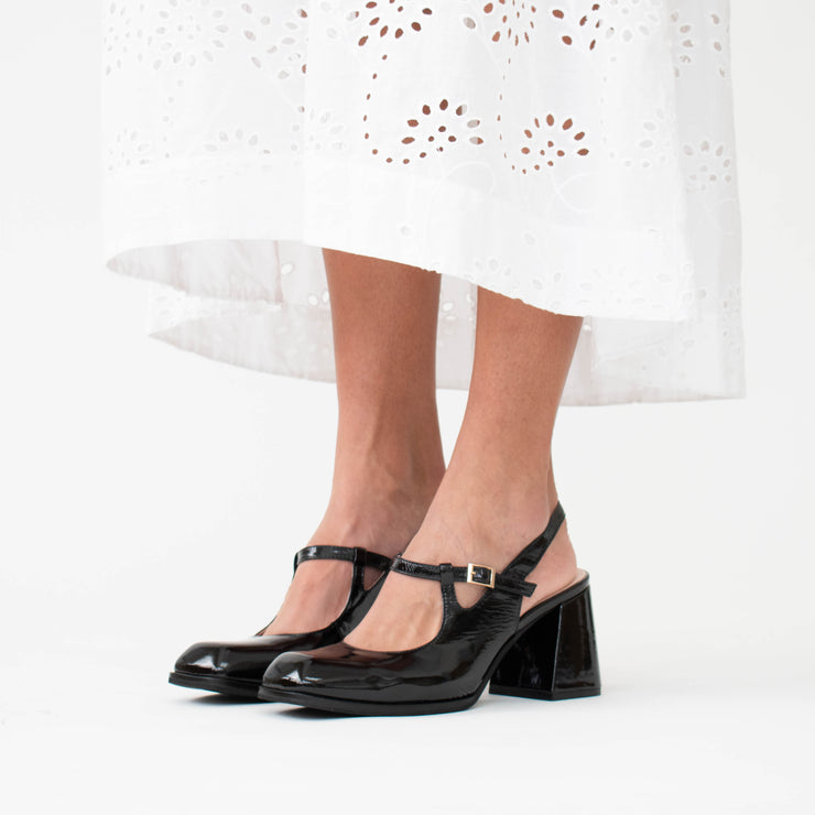 Tamara London Baylor Black Patent Shoes Model Shot