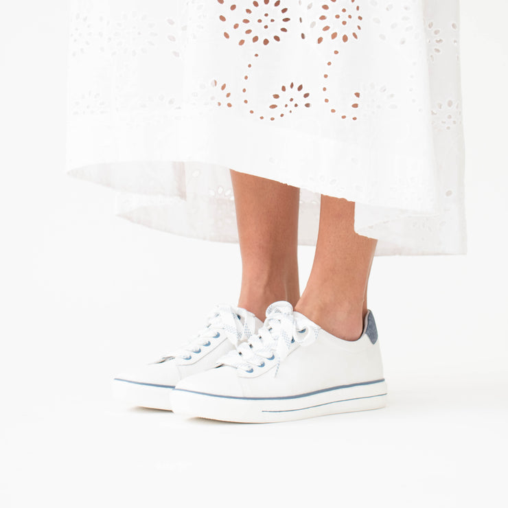 Ziera Koria White Blue Denim Sneakers Model Shot