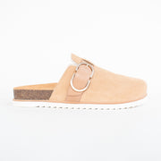Frankie4 Margot Camel Shearling Slipper side. Size 10 womens shoes