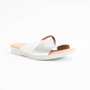 Hush Puppies Nara White Silver Slides front. Size 11 womens shoes