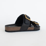 Frankie4 Nico Black Shearling Sandals back. Size 12 womens shoes