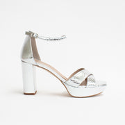 Dansi Pamplona Silver Print Sandals side. Size 42 womens shoes