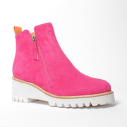Bresley Plaza Hot Pink Suede Ankle Boot front. Size 43 womens shoes