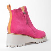 Bresley Plaza Hot Pink Suede Ankle Boot back. Size 44 womens shoes