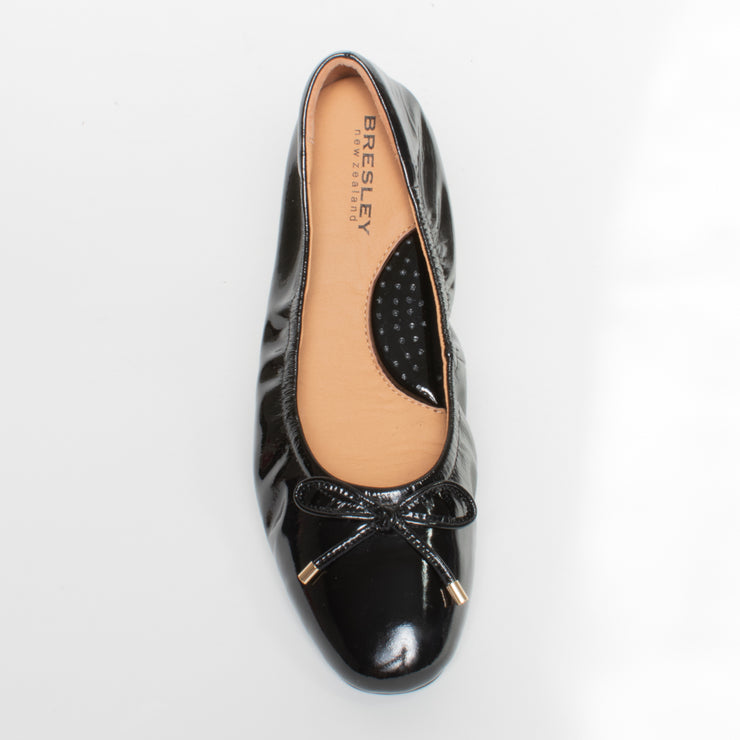 Bresley Poncho Black Patent Ballet Flat top. Size 46 womens shoes