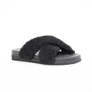 Frankie4 Rebel Black Shearling Slippers front. Size 11 womens shoes